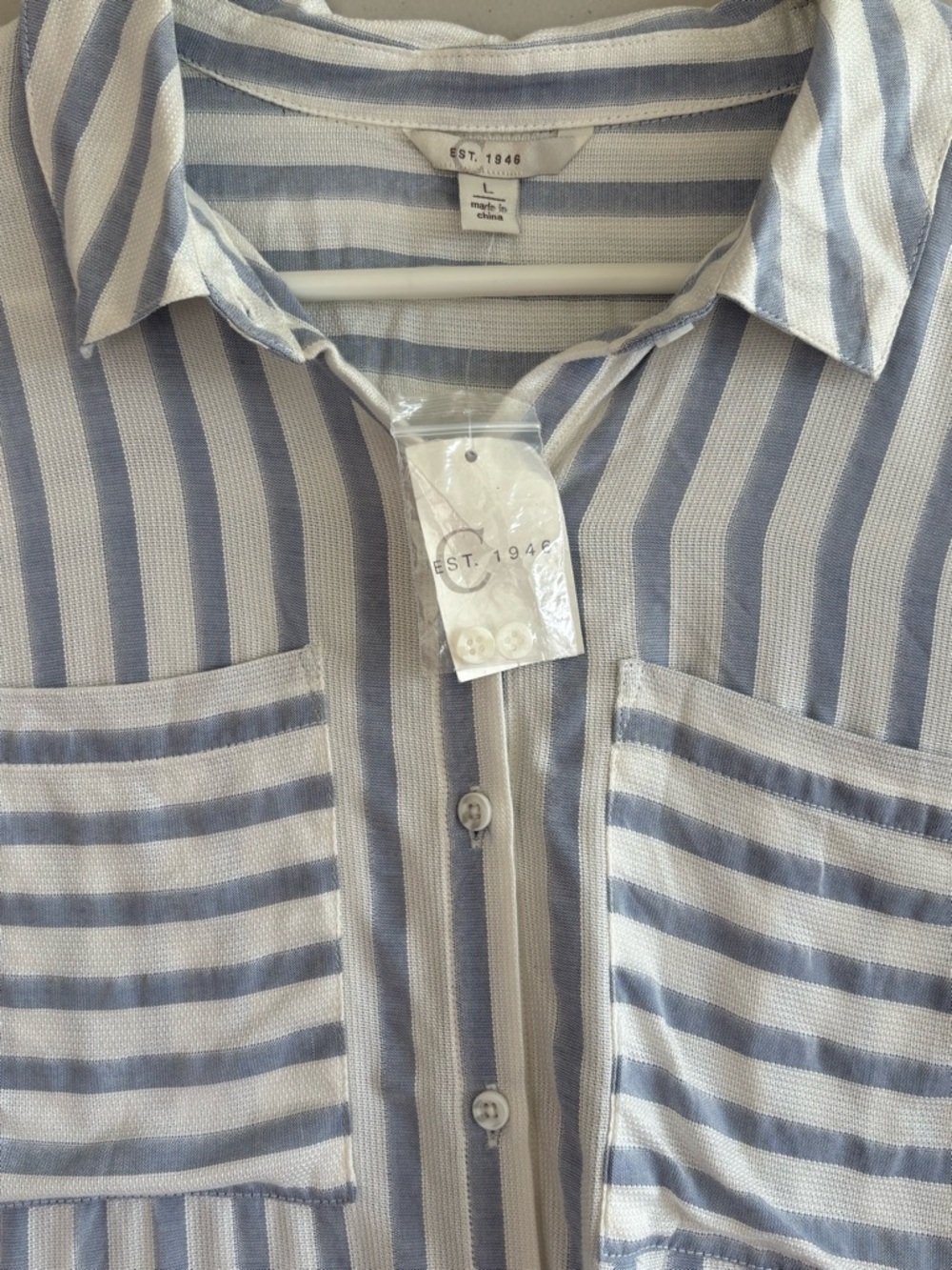 Cato Light Blue & White Striped Button-Up Shirt In size Large - Picture 5 of 10